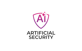 Safe Artificial intelligence Ai with Shield logo Template Design
