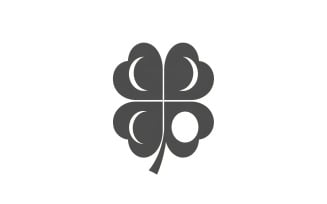 Stylized dark gray four leaf clover icon for luck and fortune