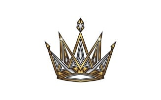 Stylized geometric royal crown design with sharp peaks in gold and silver