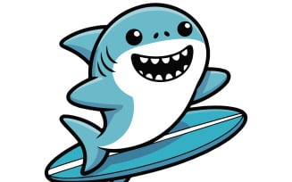 Vector illustration of an adorable cartoon shark