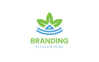 Eco leaf home logo design-1032