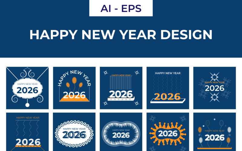 Happy New Year Design Template Social Media