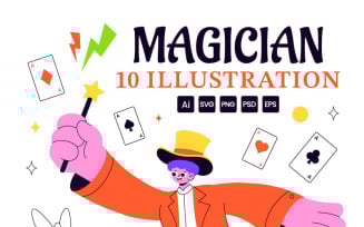 10 Magician Vector Design Illustration