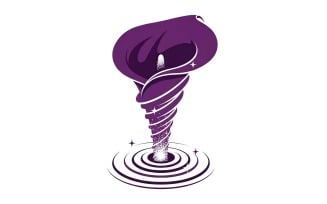 Stylized purple calla lily rising from a vortex ripple logo