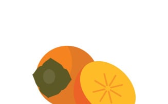 Vibrant Persimmon Fruit Flat Vector Illustration Clipart