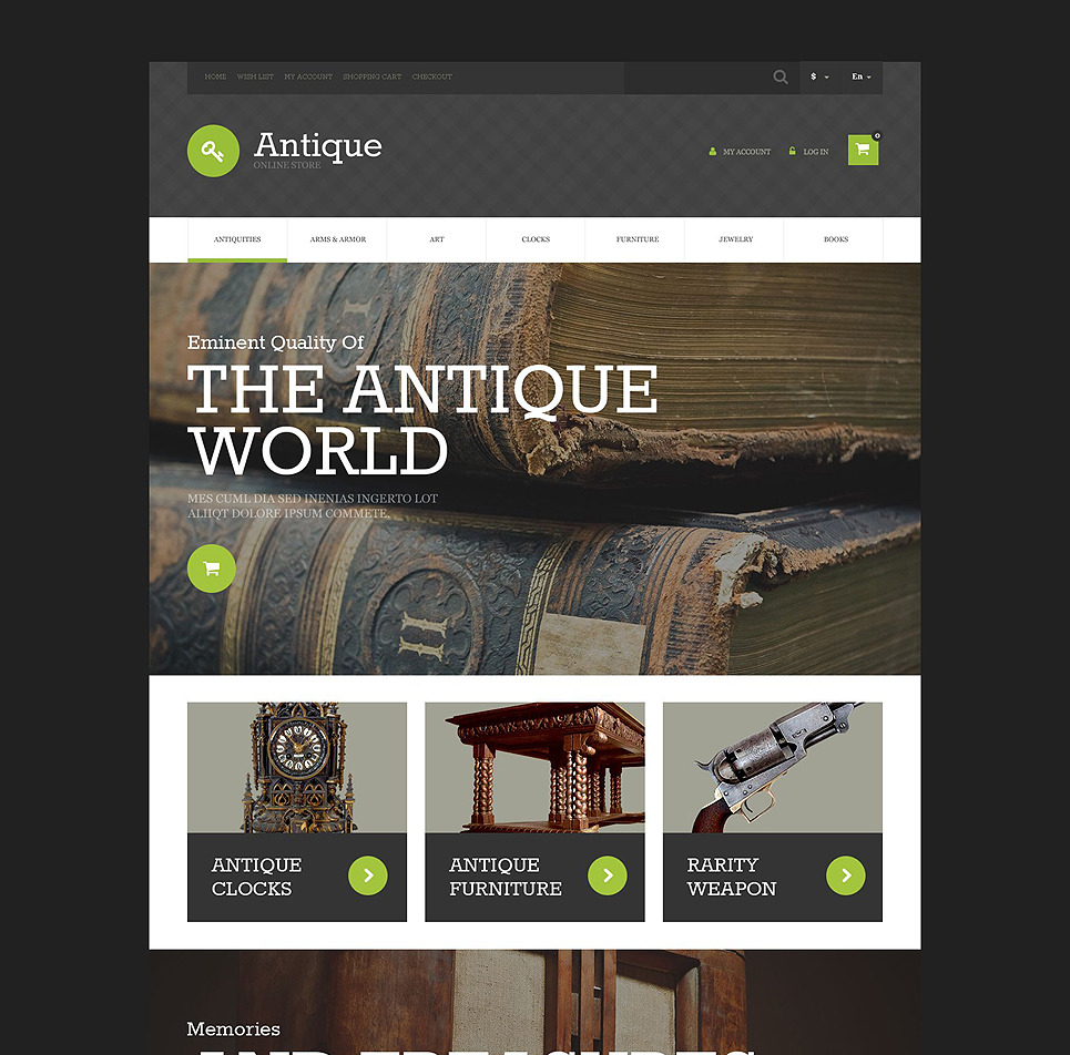 Antique Store osCommerce Theme Big Screenshot Antique Store OsCommerce Template New Screenshots BIG