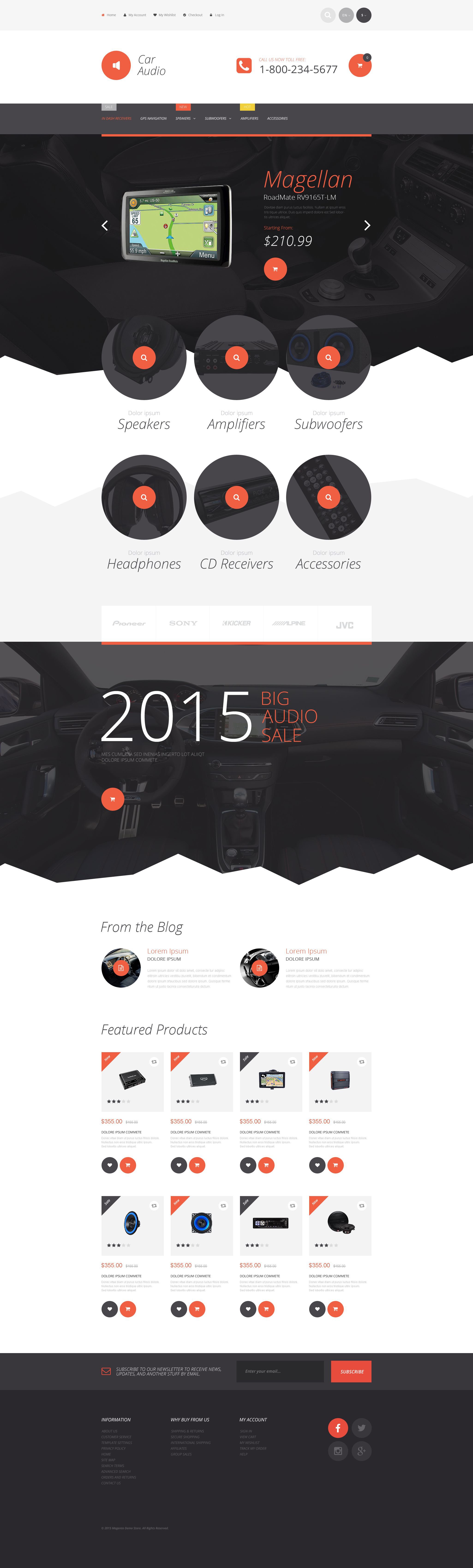 Modello Magento Responsive #55217 "Car Stereo" - screenshot