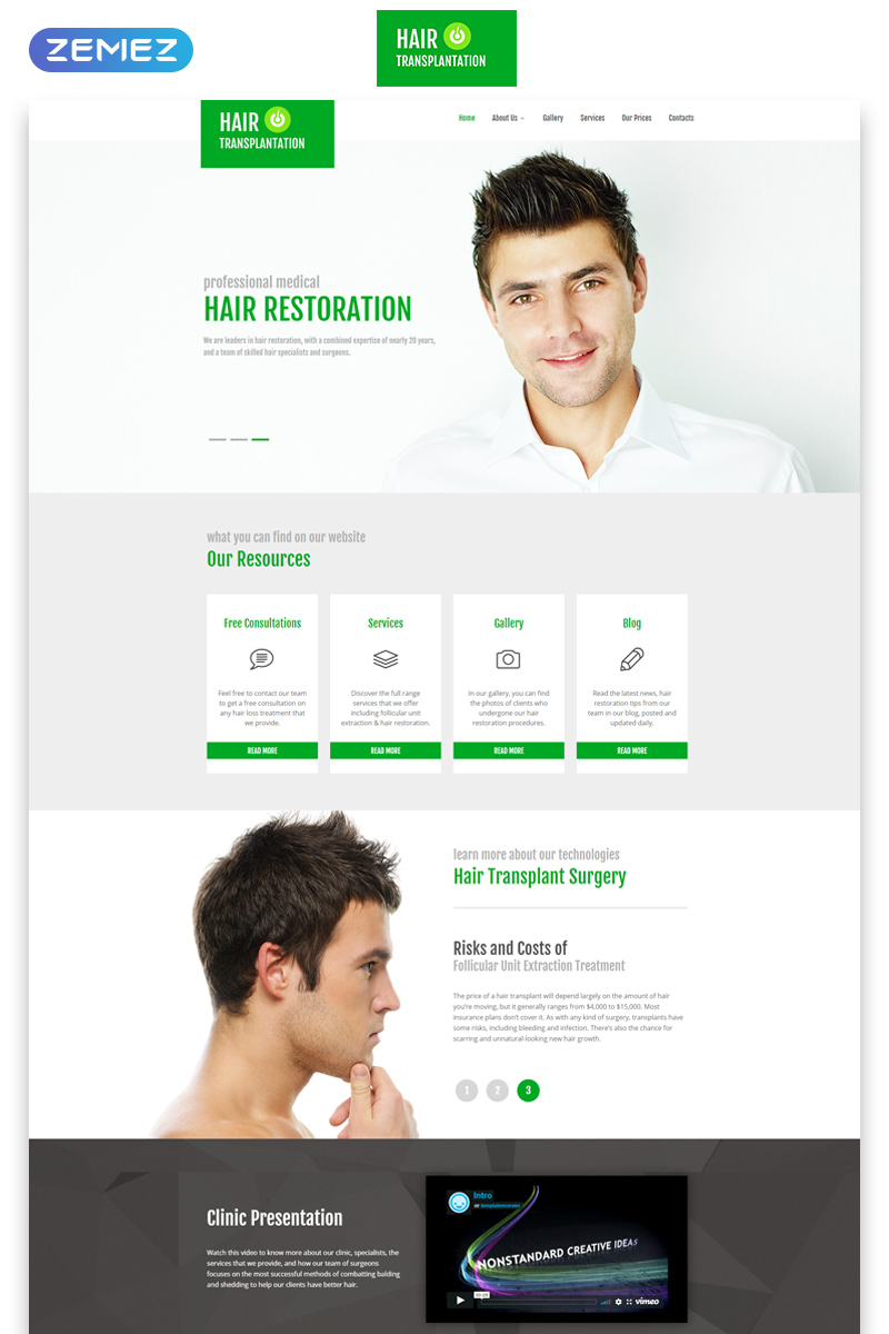 Responzivní Šablona webových stránek "Hair Transplantation - Medical Clinic Clean Responsive HTML5" #55241 - screenshot