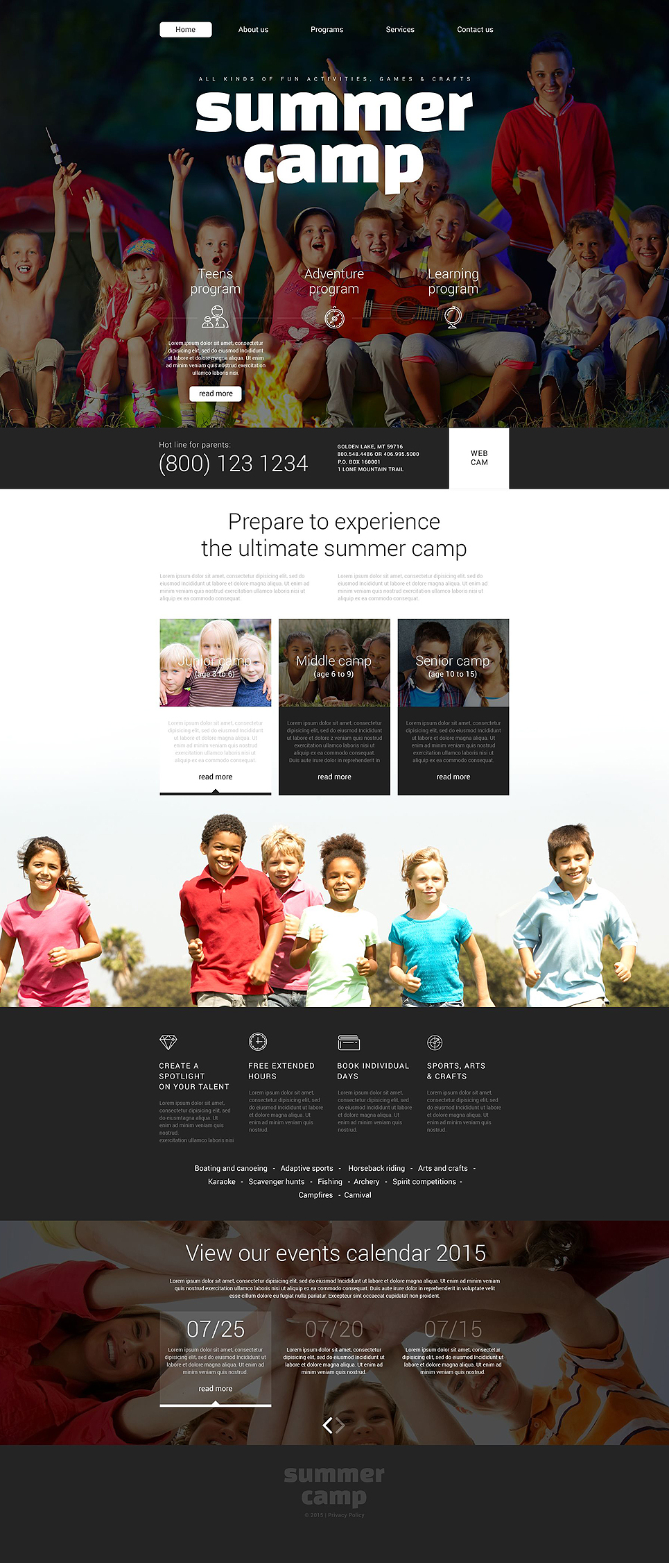 Summer Camp Website Template New Screenshots BIG