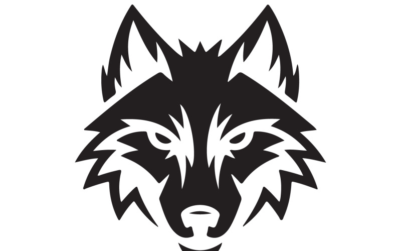 A minimalist logo design of a wolf head Illustration