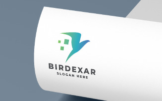 Abstract Digital Bird in Flight Logo