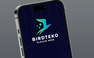 Abstract Digital Bird Logo