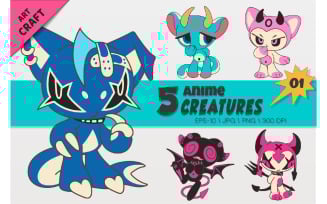 Anime character set 01. Tshirt, PNG.