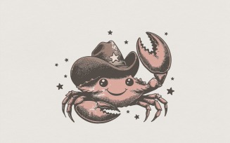 Cowboy Crab PNG, Cute Cartoon Cowboy Animal, Digital Download, Western Sea Life Design, Printable