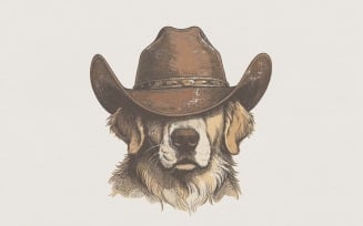Cowboy Dog PNG, Western Golden Retriever PNG, Cowboy Hat Dog Art, Rustic Western Shirt, Digital