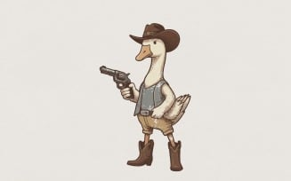 Cowboy Duck PNG, Funny Western Animal, Digital Download for T-Shirts, Farm Animal Art, Duck Cowboy