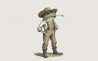Cowboy Frog PNG, Country Western Animal Art, Funny Frog Digital Download, Farm-Style Printable
