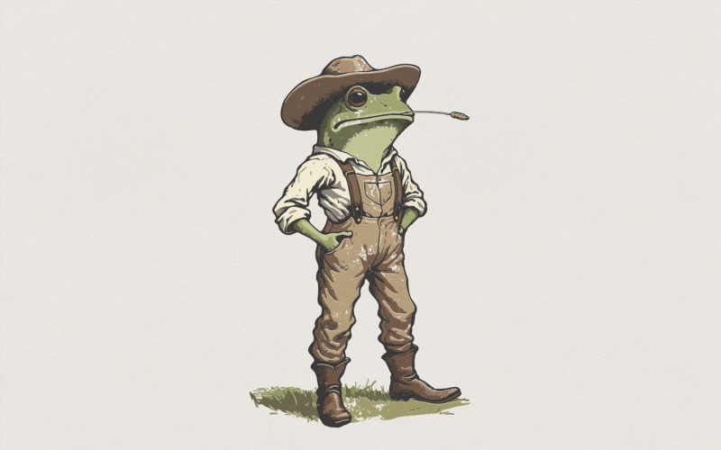 Cowboy Frog PNG, Country Western Animal Art, Funny Frog Digital Download, Farm-Style Printable Illustration