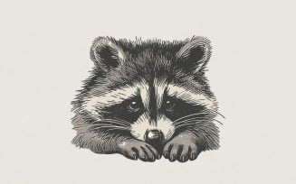 Cute Raccoon PNG, Hand-Drawn Animal Art, Forest Wildlife Illustration, Woodland Shirt PNG, Adorable