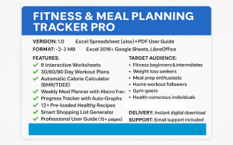 Fitness & Meal Planning Tracker Pro