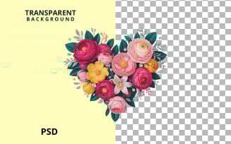 Heart-Shaped Floral Bouquet Png with Pink Roses & Gems | 8K Ultra HD Valentine Design