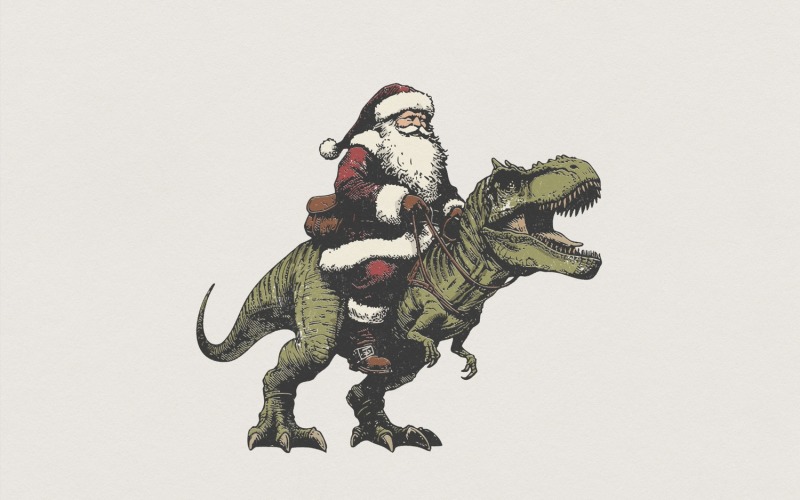 Santa Riding Dinosaur PNG, Christmas T Rex PNG Digital Download, Funny Holiday Shirt Design, Santa Illustration
