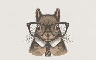 Squirrel With Glasses PNG, Office Animal Art, Digital Download, Cute Squirrel Shirt, Professional
