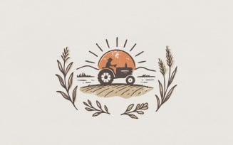 Vintage Tractor PNG, Retro Farm Sunset PNG Design, Rustic Country Farmer Art, Agriculture