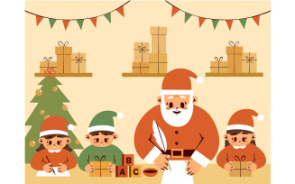 A Group of Elves Gathered Around Santa Claus