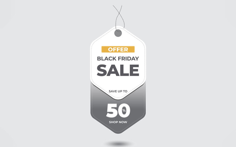Black Friday Offer sales tag 50% discount offer Vector Graphic