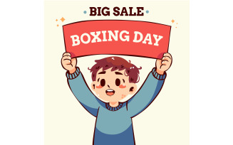 Cheerful Boy Holding Red Banner