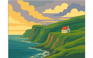 Cliff Perched House (flat design)