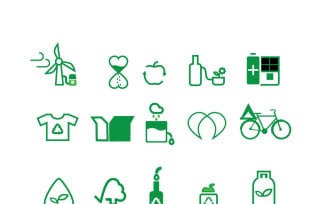 Eco Living Minimal Line Icons Sustainable Vector Pack