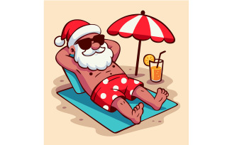 Santa Cartoon Wearing Hat and Sunglasses