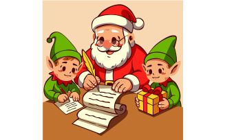 Santa Claus Writing a Letter Cartoon