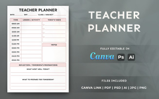 Teacher Planner Template – Education Planner, Minimal A4 Printable Layout