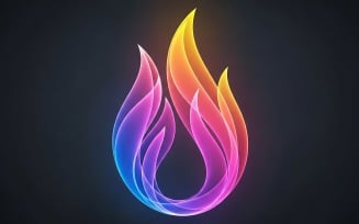 Abstract glowing flame like shapes with a vibrant gradient logo