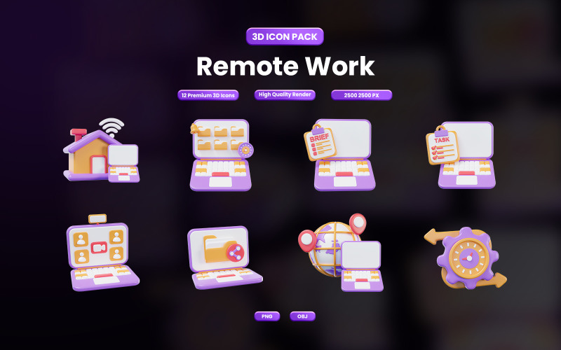 Remote Work 3D Icon Design 234 Icon Set