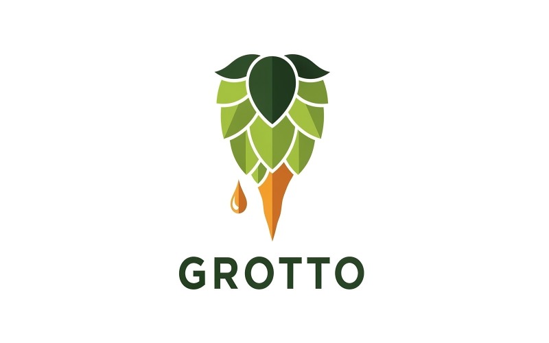 Hop cone logo with dripping honey, flat design, craft beer branding, isolated on white background Logo Template