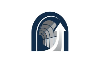 Abstract tunnel with geometric patterns, logo design, flat vector, isolated on white background