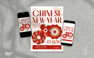 Beige Red Chinese New Year Flyer