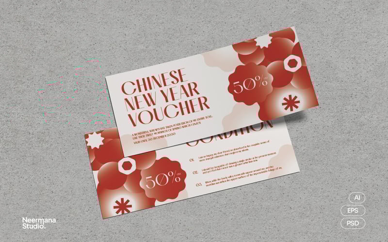 Floral Chinese New Year Voucher Corporate Identity