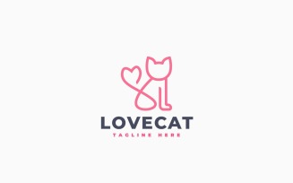 Love Cat Logo Template Design