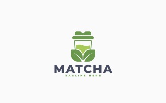 Matcha Drink Logo Template Design