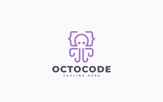 Octopus Code Logo Template Design