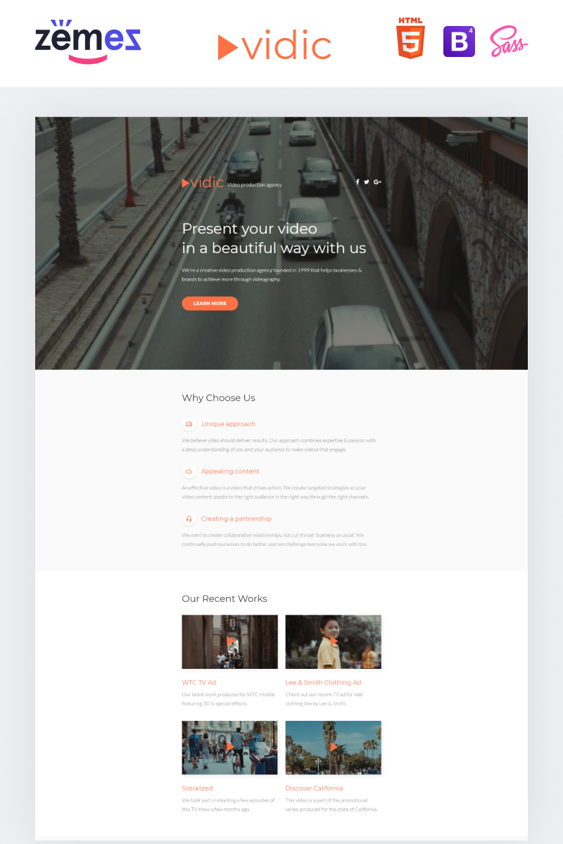 Vidic - Video Lab Creative HTML Landing Page Template