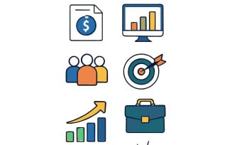 Business icon pack with finance, analytics, teamwork