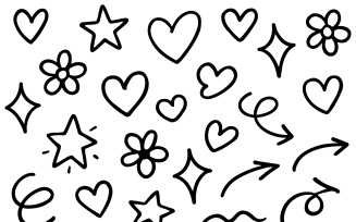 Cute doodle icon collection with hand sketched