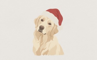 Golden Retriever Christmas PNG, Santa Hat Dog Digital Download, Cute Holiday Pet Art, Printable