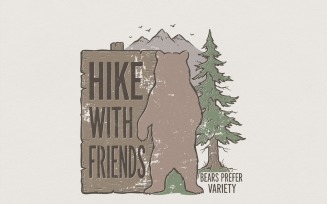 Hike With Friends PNG, Bears Prefer Variety, Nature Adventure Tee, Hiking Shirt Design, Bear